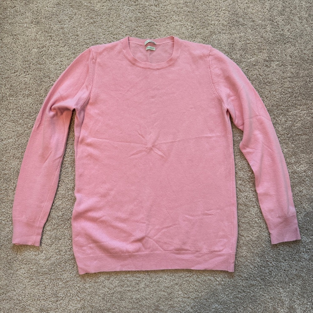 Stile Benetton Pink Extra Fine Merino Wool Crewneck Sweater XL